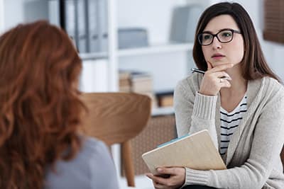 woman at a dialectical behavior therapy program